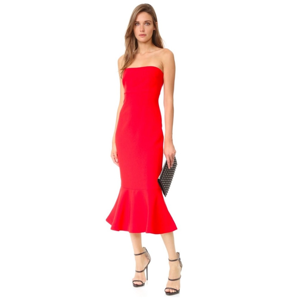 cinq á sept Luna Strapless Flounce-Hem Dress Size 2